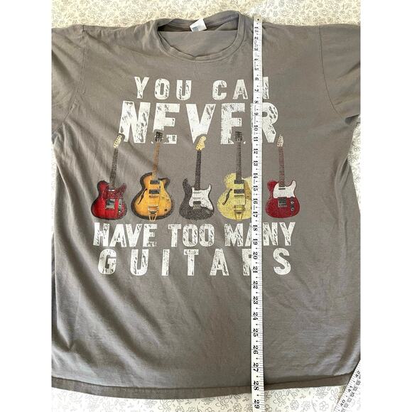 You Can Never Have Too Many Guitars Graphic T-Shirt Gray XL - Picture 4 of 6